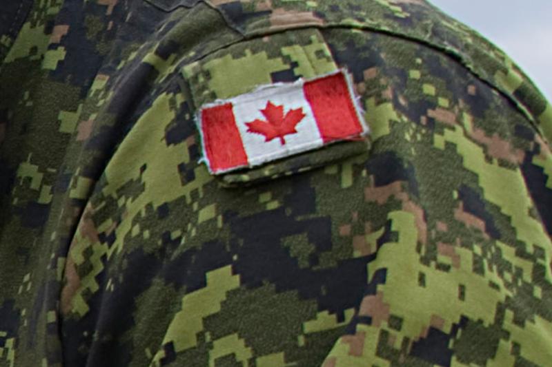 Canadian flag patch on military uniform